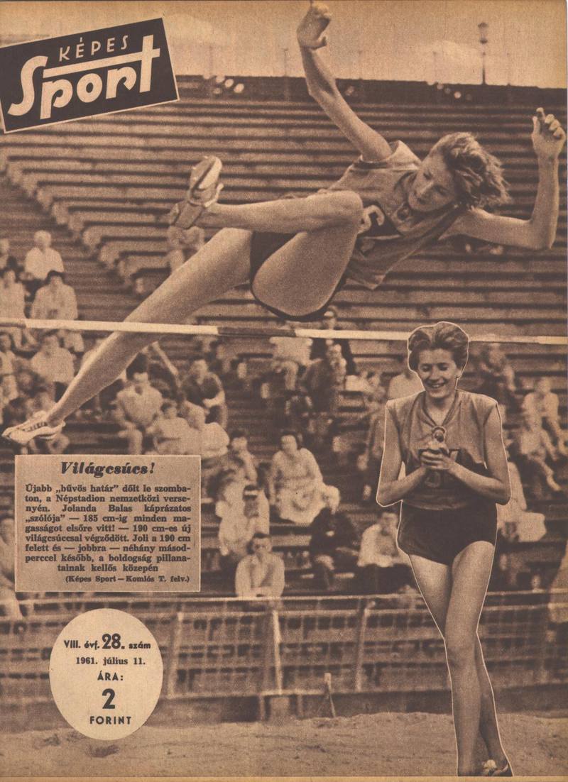 A Képes Sport 1961. július 11-i számának címlapja. Magyar Olimpiai és Sportmúzeum gyűjteménye