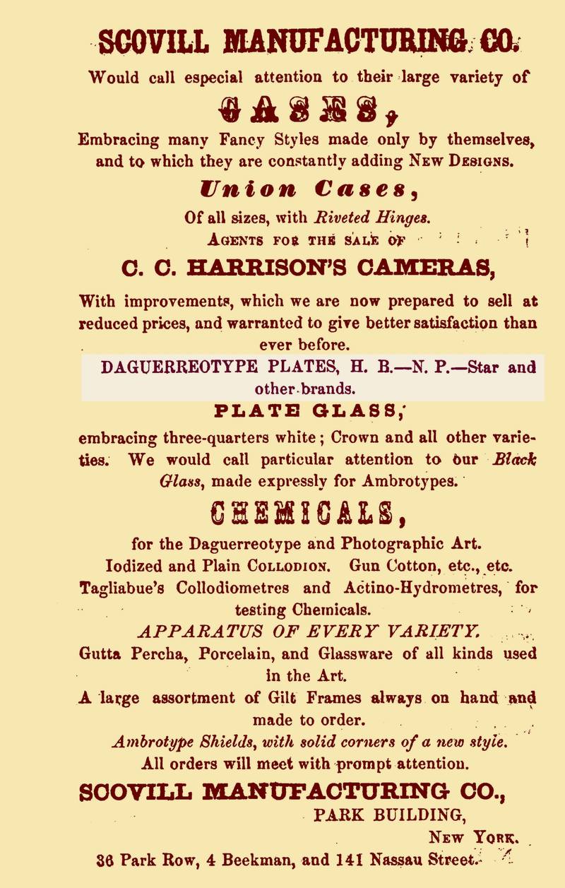 A Scovill cég hirdetése, 1858