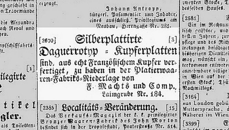 Oldal részlete a Wiener Zeitung 1839. szeptember 17-i számából