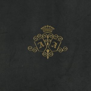 Rosti Pál Fényképi Gyűjteménye, 1858. Az Amadei (született Rosty) Annának ajánlott album borítója az ajándékozott nevének kezdőbetűivel, Magyar Nemzeti Múzeum gyűjteménye
