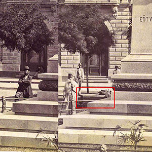 Reggeli szél a budapesti Eötvös téren, 1879 (?) Klösz György felvételeinek részletei.